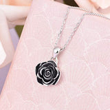 925 Sterling Silver Rose Flower Pendant Necklace Jewelry for Women Girls