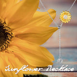 Sunflower Necklace for Women Sterling Silver Teardrop Y Necklace Jewelry Gifts for Girls