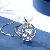 925 Sterling Silver Lucky Elephant Tree of Life Forever Love Pendant Necklace, Gift for Women Mom