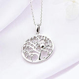 925 Sterling Silver Owl Tree of Life Pendant Necklace