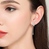 Elegant 925 Sterling Silver Long Tassel Dangle Drop Stud Earrings Moon Stars earring Jewelry Gift