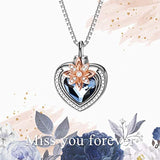 Cremation Jewelry 925 Sterling Silver Heart Flower  Urn Necklace for Ashes, Cremation Keepsake Necklace with Crystal, Women Memorial Jewelry