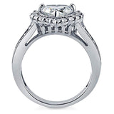 Rhodium Plated Sterling Silver Heart Shaped Cubic Zirconia CZ Halo Engagement Ring