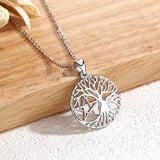 S925 Sterling Silver CZ tree of life-star Necklace for Women