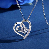 Heart Sterling Silver Necklace for Women CZ Heart Pendant I Love You to The Moon and Back Necklaces