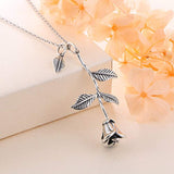 S925 Sterling Silver Rose Flower  Pendant Necklace Jewelry for Women