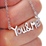 925 Sterling Silver Cubic Zirconia Bling You & Me Letter Pendant Necklace