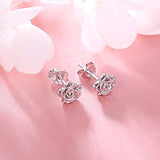 S925 Sterling Silver Rose Flower Earrings Jewelry for Women