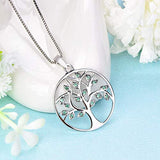 Tree Necklace 925 Sterling Silver Tree of Life Pendant Gemstone White Gold Plated Jewelry