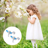 Sterling Silver Blue Opal Dragonfly Stud Earring Jewelry gift for Women