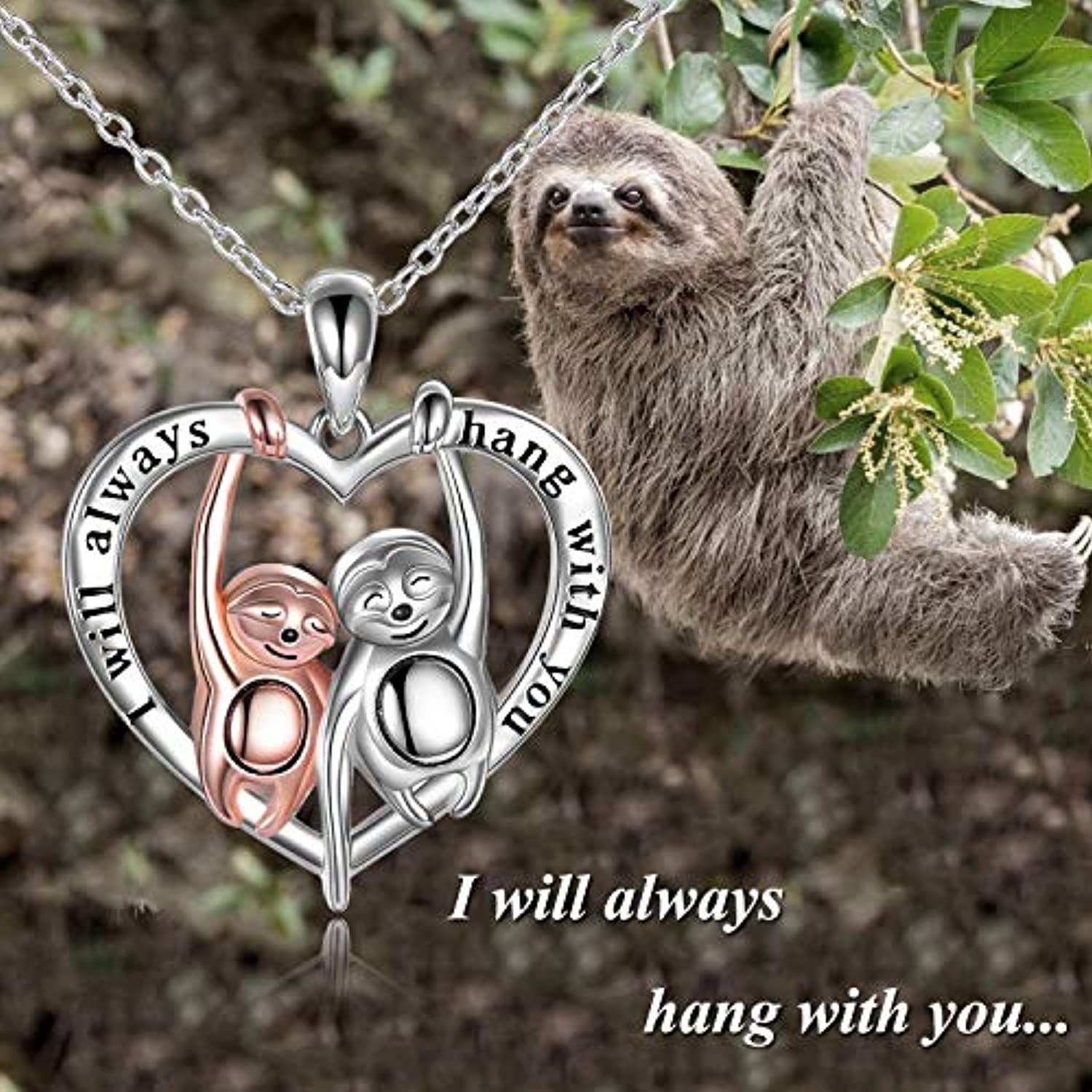 Sloth heart necklace store