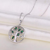 925 Sterling Silver Cubic Zirconia Tree Of Life Family Pendant Necklace