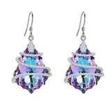 925 Sterling Silver CZ Vitrial Light Purple Baroque Hook Dangle Earrings Adorned with Crystals