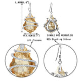 925 Sterling Silver CZ Champagne Color Hook Dangle Earrings Adorned with crystals