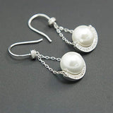 Sterling Silver Pearl Earrings Dangle Teardrop Earrings Bridal Betrothal Jewels