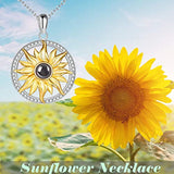 Sunflower Necklace Sterling Silver I Love You Necklace 100 Languages Memory Projection Necklaces You are My Sunshine Jewelry Gifts for Women