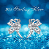 925 Sterling Silver Dragonfly Stud Earrings for Women Girls CZ Love Symbolization Dragonfly Gifts for Christmas Birthday Valentines Day