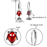 925 Sterling Silver Red Garnet Gemstone Crystal Cute 3D Adorable Goldfish Hook Dangle Earrings