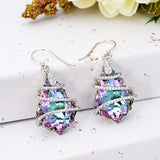 925 Sterling Silver CZ Vitrial Light Purple Baroque Hook Dangle Earrings Adorned with Crystals