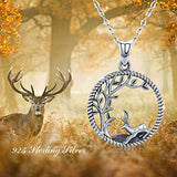 Silver Cute Animal with Tree Pendant Necklace