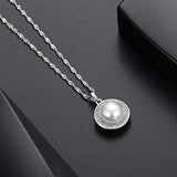 S925 Sterling Silver Freshwater Pearl Pendant Necklace with CZ Halo Fine Jewelry for Women