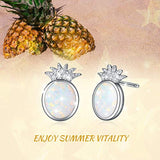 Sterling Silver  Pineapple Opal Stud Earrings for Women