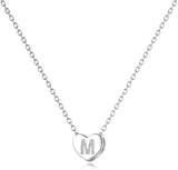 Initial Necklace Sterling Silver Letter Heart Alphabet Choker for Women