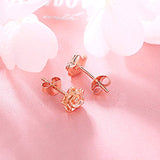 S925 Sterling Silver Rose Flower Earrings Jewelry for Women