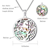 925 Sterling Silver Yin Yang Necklace Abalone Tree of Life Necklaces Pendant