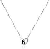 Initial Necklace Sterling Silver Letter Heart Alphabet Choker for Women