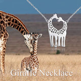 Giraffe Necklace 925 Sterling Silver Giraffe Pendant Necklace Heart Giraffe Jewelry for Women Girls