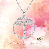 Birthday Gifts for Her, Family Tree of Life Pendant Necklace, Fashion Jewelry for Women and Girls, Anniversary Presents for Sister, Wife, Daughter, Granddaughter, Grandma, Mom