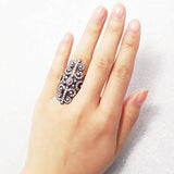 Black Rhodium Plated Sterling Silver Cubic Zirconia CZ Statement Art Deco Filigree Cocktail Fashion Right Hand Ring