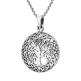 Mystic Celtic Frame Eternal Tree of Life 925 Sterling Silver Pendant Necklace