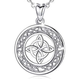  Silver  Retro Anchor Celtic Knot Heart-Shpaed Pendant Necklace