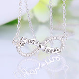 925 Sterling Silver CZ You and Me Letter Figure 8 Infinity Pendant Necklace