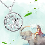 925 Sterling Silver Lucky Elephant Tree of Life Forever Love Pendant Necklace, Gift for Women Mom