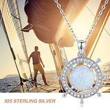 Opal Rudder Necklace for Women,925 Sterling Silver Love Ferris Wheel Pendant Jewelery, Great Gift for Women