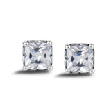 Sterling Silver Square Cubic Zirconia CZ Small Stud Earrings For Women Girls