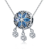 S925 sterling silver Oxidized zirconia snowflake Charms