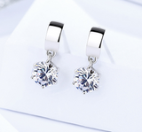 S925 Silver Earrings Women's Simple Wild Single Diamond Zircon Earrings