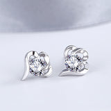 s925 sterling silver earrings female Korean petal zircon earrings