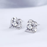 s925 sterling silver earrings female Korean petal zircon earrings