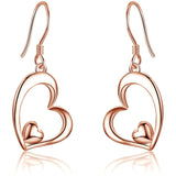 Sterling Silver Sideways Shaped Heart Dangle Drop Hooks Earrings Jewelry Gifts for Women Birthday