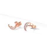 Handmade Awesome Rose Gold Plating Moon Stud Earrings