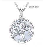 Elegant 925 Sterling Silver Tree of life Necklace Mother of Pearl Sterling Silver Jewelry with fine Jewelry box