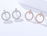 S925 Sterling Silver Simple Earrings Diamond Round Circle Earrings