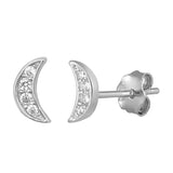 Silver  Moon Stud Earrings