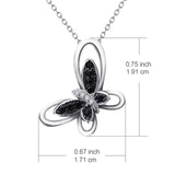 Declining Butterfly Black Gemstone Cubic Zirconia Pendant Necklace