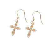 European And American Style Fashion 925 Sterling Silver Gold Cross Earrings Zircon Christmas